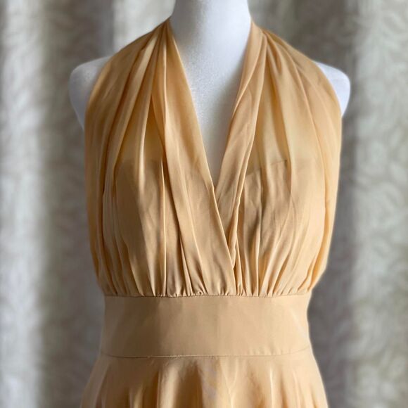 NWT JJ's House Yellow Gold 50s Style Chiffon Convertible Cocktail Dress Size 8 - Picture 5 of 8